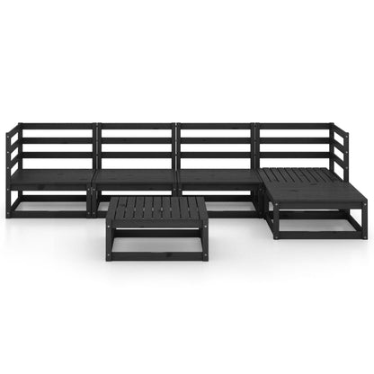 Set Divani da Giardino 6 pz Nero in Legno Massello di Pino - homemem39