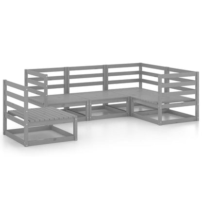 Set Divani da Giardino 5 pz Grigio in Legno Massello di Pino - homemem39