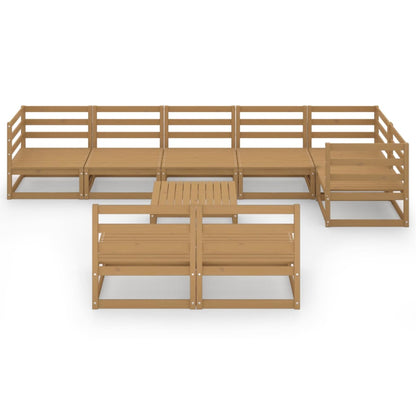 Set Divani da Giardino 9 pz Marrone Ambra Legno Massello Pino - homemem39