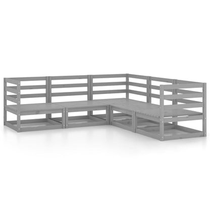 Set Divani da Giardino 5 pz Grigi in Legno Massello di Pino - homemem39