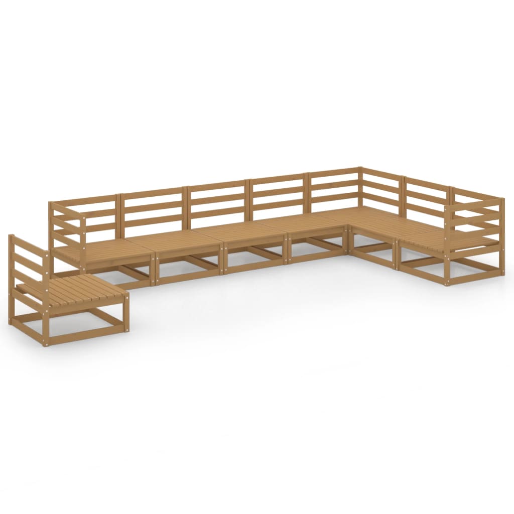 Set Salotto da Giardino 8pz Marrone Ambra Legno Massello Pino - homemem39