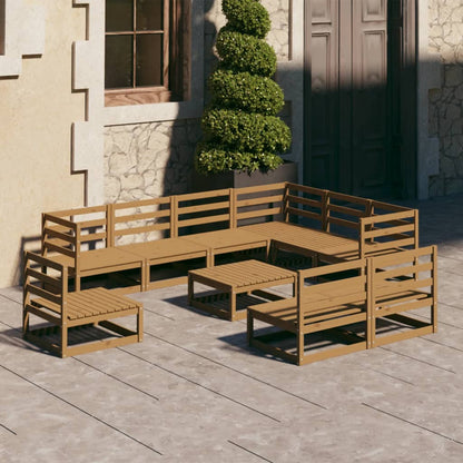 Set Salotto da Giardino 10pz Marrone Ambra Legno Massello Pino - homemem39