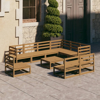 Set Salotto da Giardino 10pz Marrone Ambra Legno Massello Pino - homemem39
