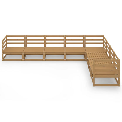 Set Salotto da Giardino 8pz Marrone Ambra Legno Massello Pino - homemem39