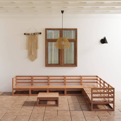 Set Divani da Giardino 9 pz Marrone Ambra Legno Massello Pino - homemem39