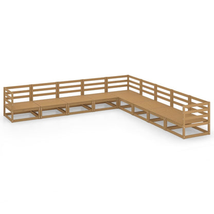 Set Salotto da Giardino 9pz Marrone Ambra Legno Massello Pino - homemem39