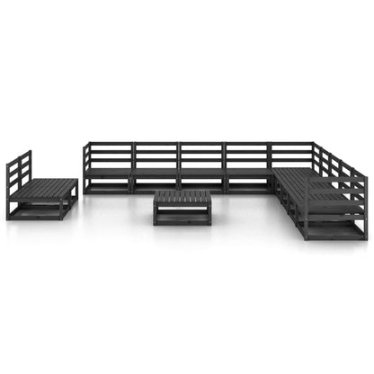 Set Divani da Giardino 12 pz Nero in Legno Massello di Pino - homemem39