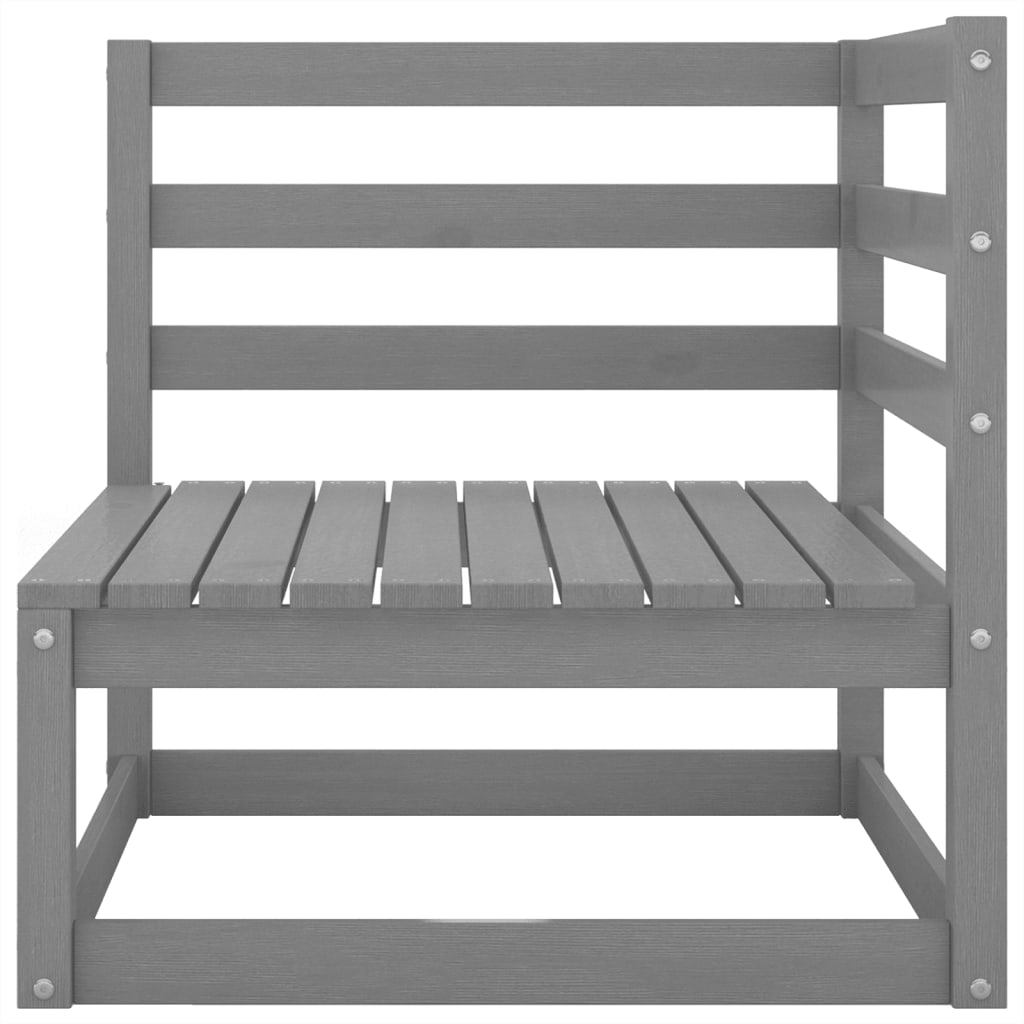 Set Divani da Giardino 10 pz Grigio in Legno Massello di Pino - homemem39