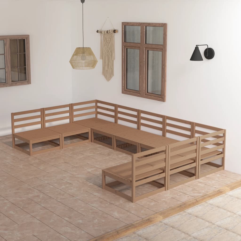 Set Divani da Giardino 9 pz in Legno Massello di Pino - homemem39