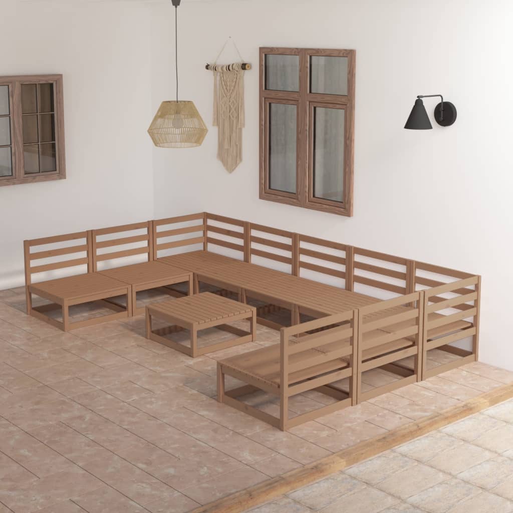Set Divani da Giardino 10 pz in Legno Massello di Pino - homemem39