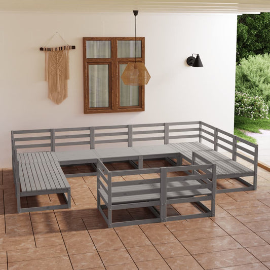 Set Divani da Giardino 11 pz in Legno Massello di Pino - homemem39