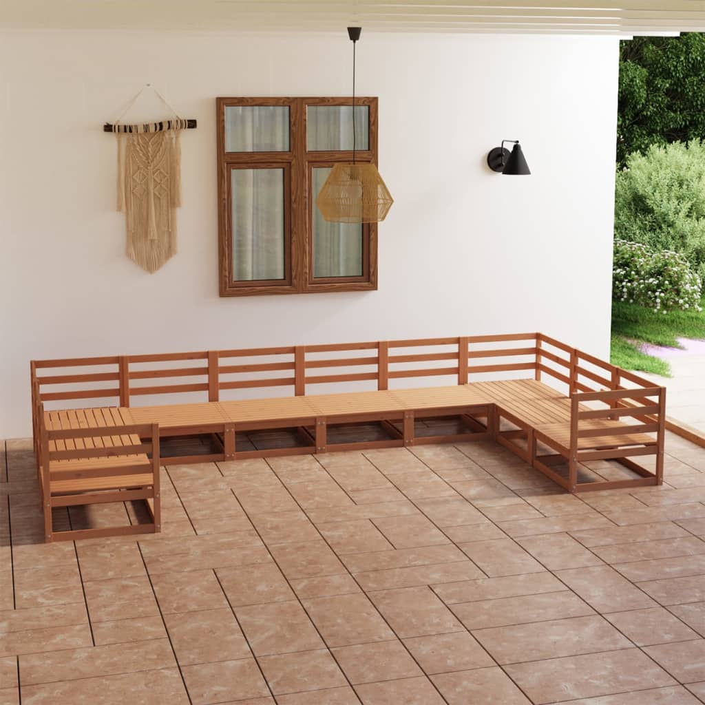 Set Divani da Giardino 10 pz in Legno Massello di Pino - homemem39