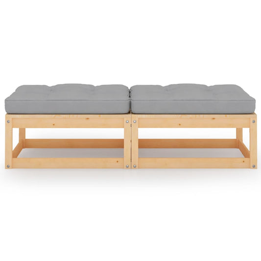 Poggiapiedi da Giardino con Cuscini 2pz Legno Massello di Pino | homemem39