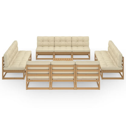 Set Divani da Giardino 13 pz con Cuscini Legno Massello di Pino - homemem39