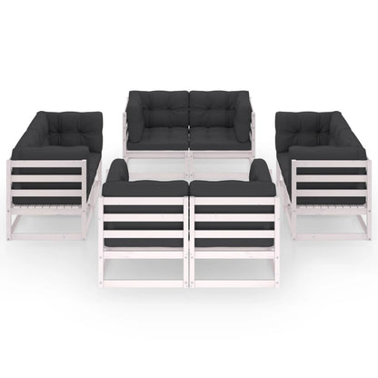 Set Divani da Giardino 8 pz con Cuscini Legno Massello Pino - homemem39