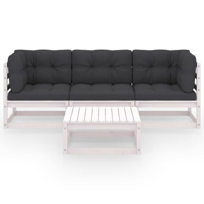 Set Divani da Giardino 4 pz con Cuscini Legno Massello Pino - homemem39