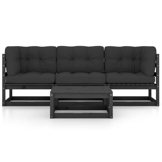 Set Divani da Giardino 4 pz con Cuscini Legno Massello Pino - homemem39