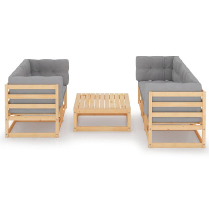 Set Divani da Giardino 6 pz con Cuscini Legno Massello di Pino - homemem39