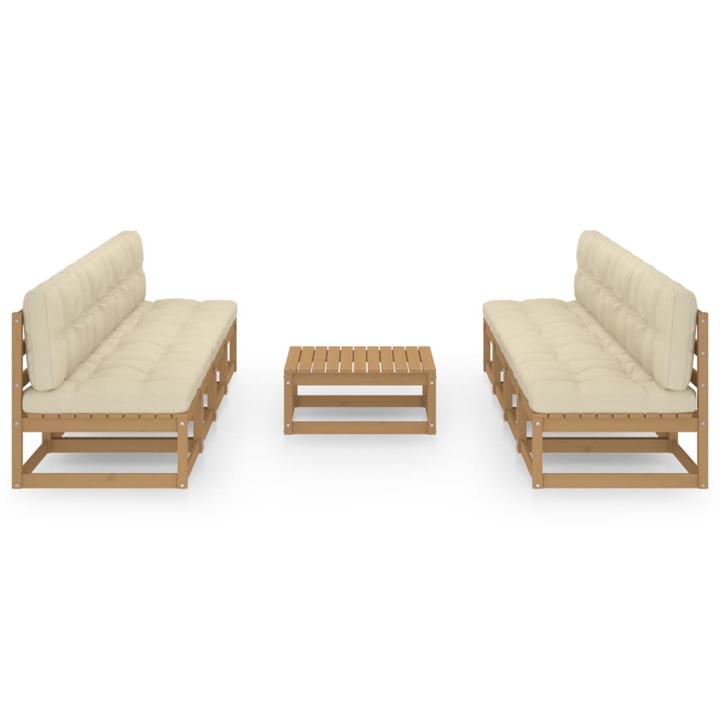 Set Divani da Giardino 9 pz con Cuscini Legno Massello di Pino - homemem39