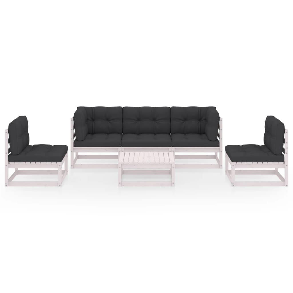 Set Divani da Giardino 6 pz con Cuscini Legno Massello di Pino
