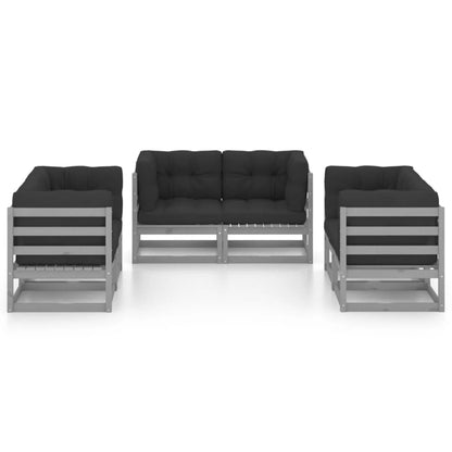 Set Divani da Giardino 6 pz con Cuscini Legno Massello Pino - homemem39