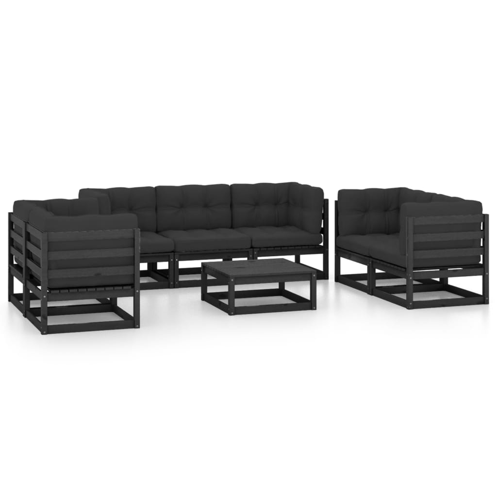 Set Divani da Giardino 8 pz con Cuscini Legno Massello di Pino - homemem39
