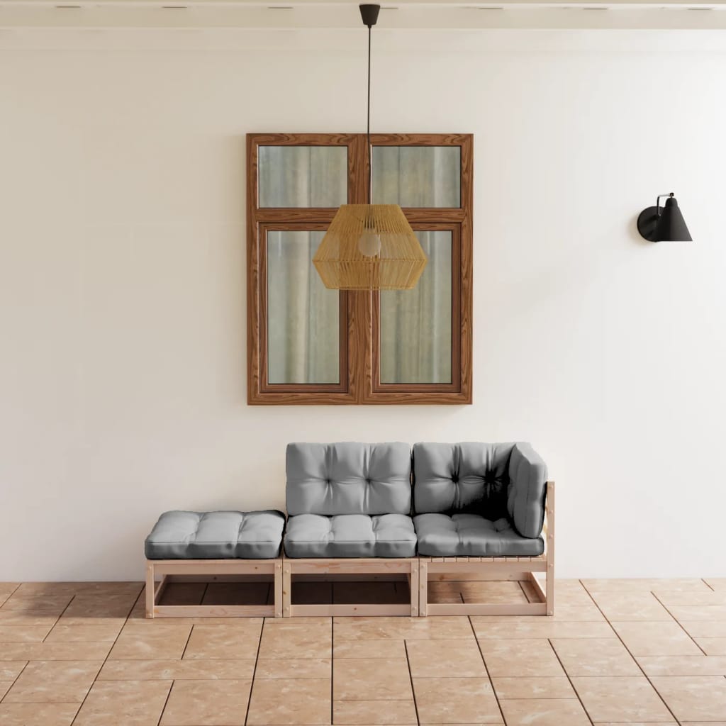 Set Divani da Giardino 3 pz con Cuscini Legno Massello di Pino | homemem39