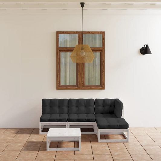 Set Divani da Giardino 5 pz con Cuscini Legno Massello Pino - homemem39