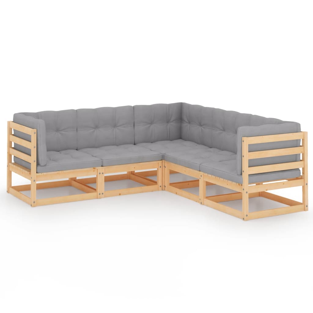 Set Divani da Giardino 5 pz con Cuscini Legno Massello di Pino | homemem39