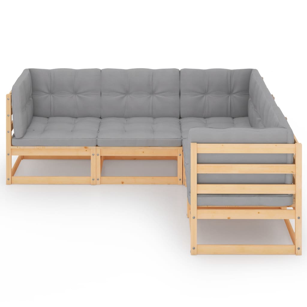 Set Divani da Giardino 5 pz con Cuscini Legno Massello di Pino | homemem39