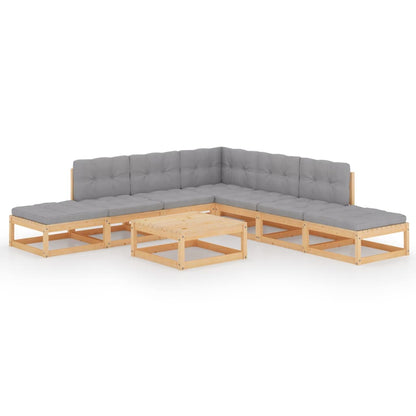 Set Divani da Giardino 8 pz con Cuscini Legno Massello di Pino | homemem39