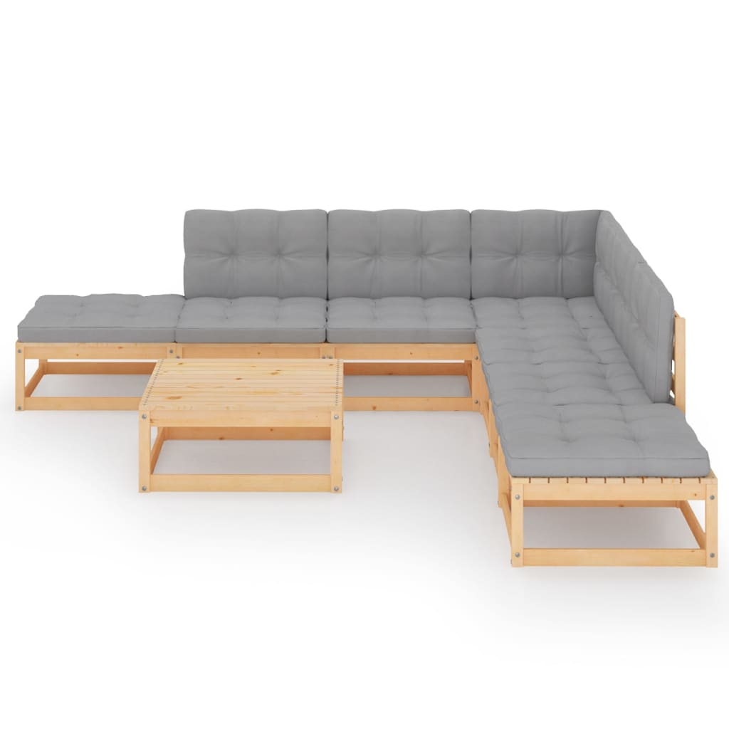 Set Divani da Giardino 8 pz con Cuscini Legno Massello di Pino | homemem39