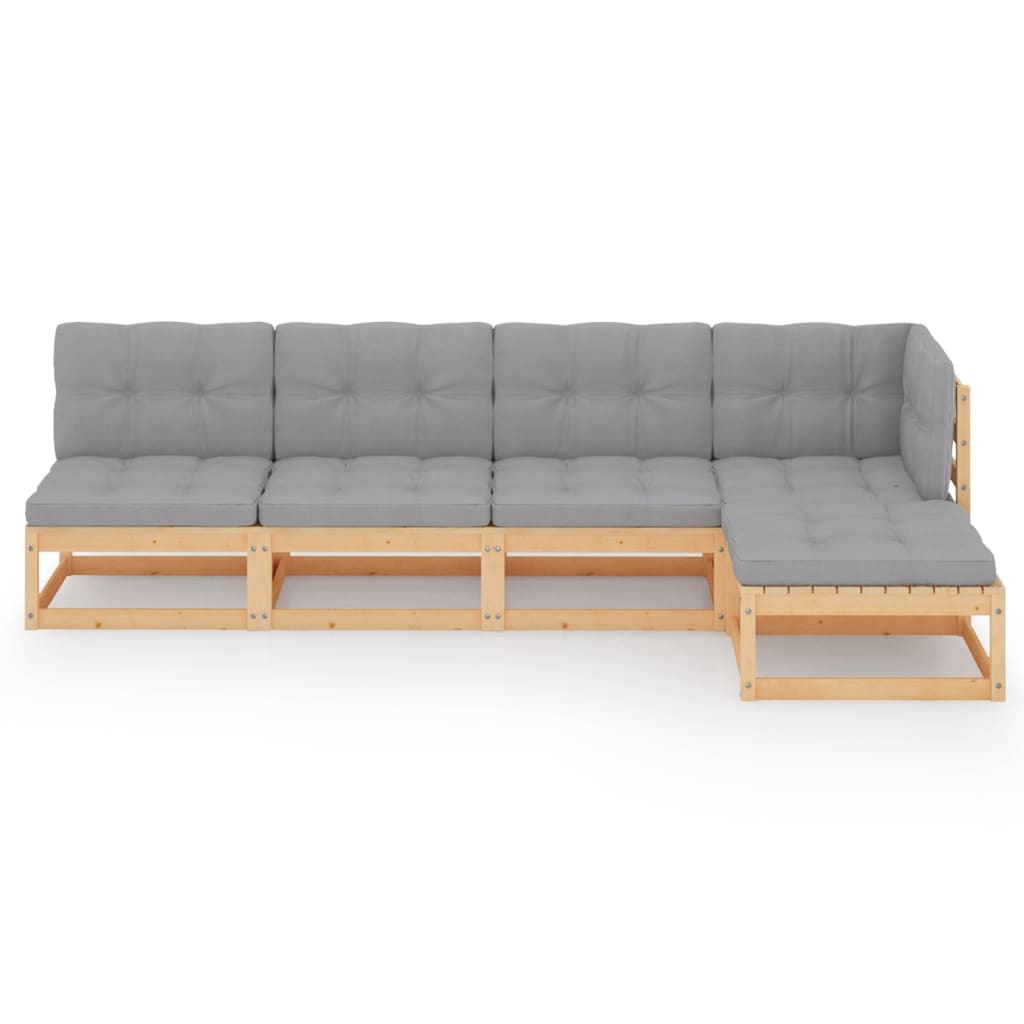 Set Divani da Giardino 5 pz con Cuscini Legno Massello di Pino | homemem39