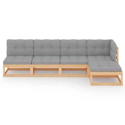 Set Divani da Giardino 5 pz con Cuscini Legno Massello di Pino | homemem39