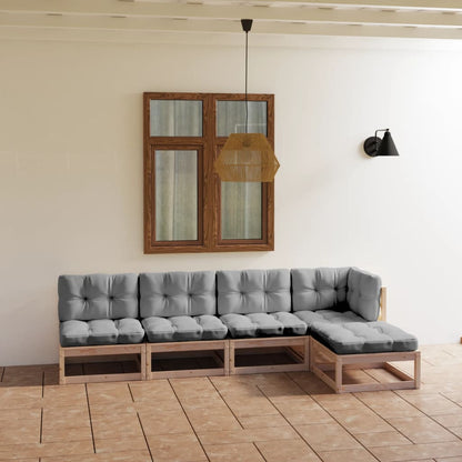 Set Divani da Giardino 5 pz con Cuscini Legno Massello di Pino | homemem39