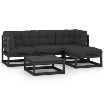 Set Divani da Giardino 5 pz con Cuscini Legno Massello Pino - homemem39