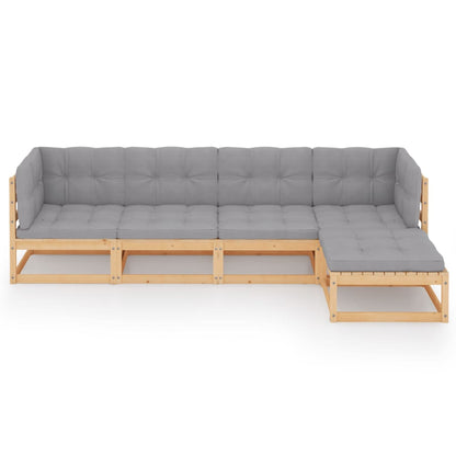 Set Divani da Giardino 5 pz con Cuscini Legno Massello di Pino | homemem39