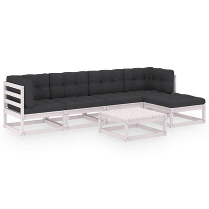 Set Divani da Giardino 6 pz con Cuscini Legno Massello di Pino - homemem39