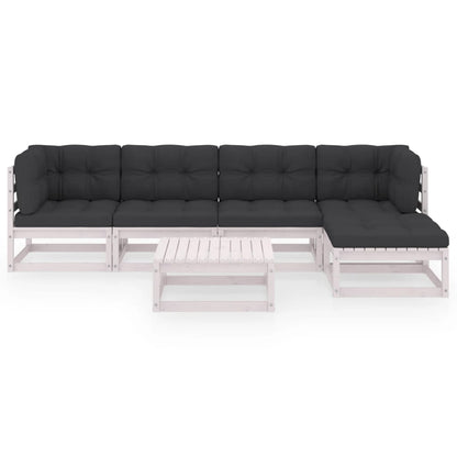 Set Divani da Giardino 6 pz con Cuscini Legno Massello di Pino - homemem39