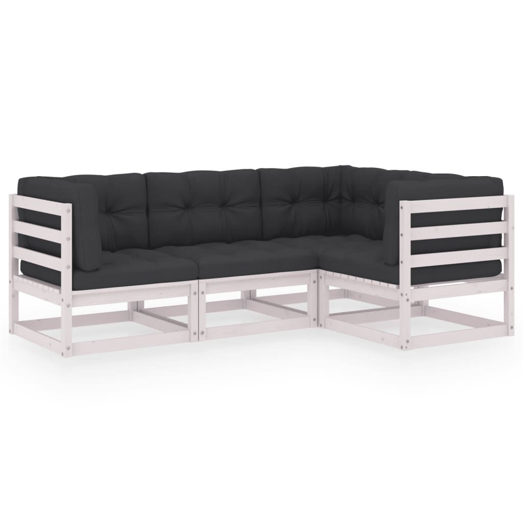 Set Divani da Giardino 4 pz con Cuscini Legno Massello Pino - homemem39