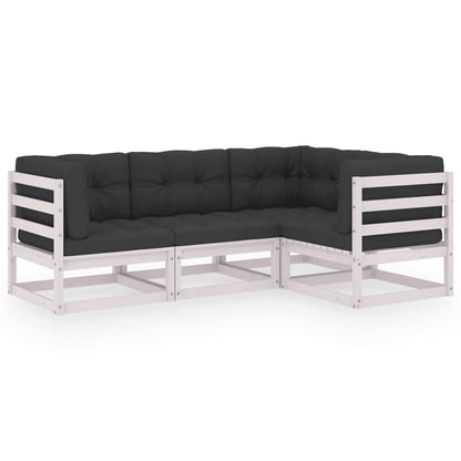 Set Divani da Giardino 4 pz con Cuscini Legno Massello Pino - homemem39