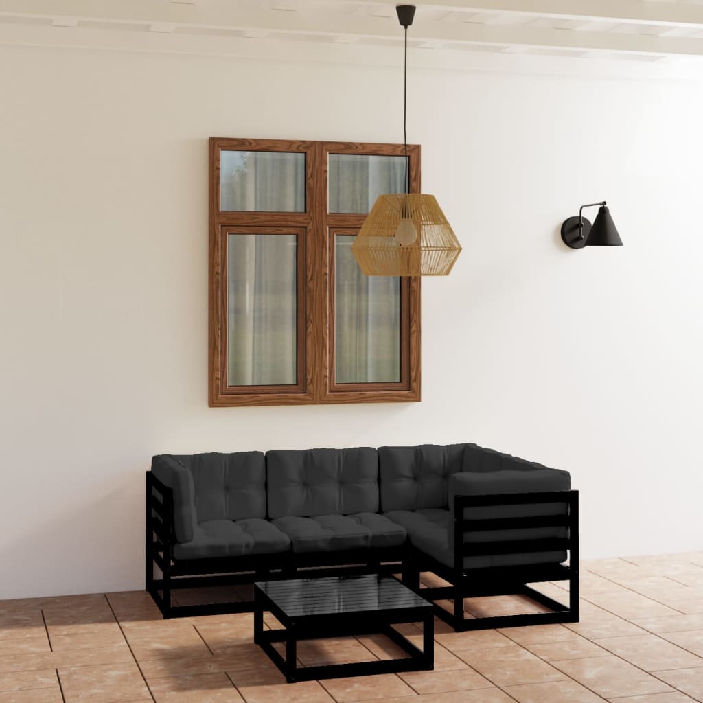 Set Divani da Giardino 5 pz con Cuscini Legno Massello di Pino - homemem39