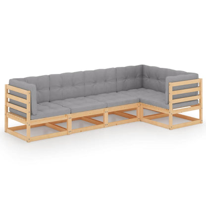 Set Divani da Giardino 5 pz con Cuscini Legno Massello di Pino | homemem39