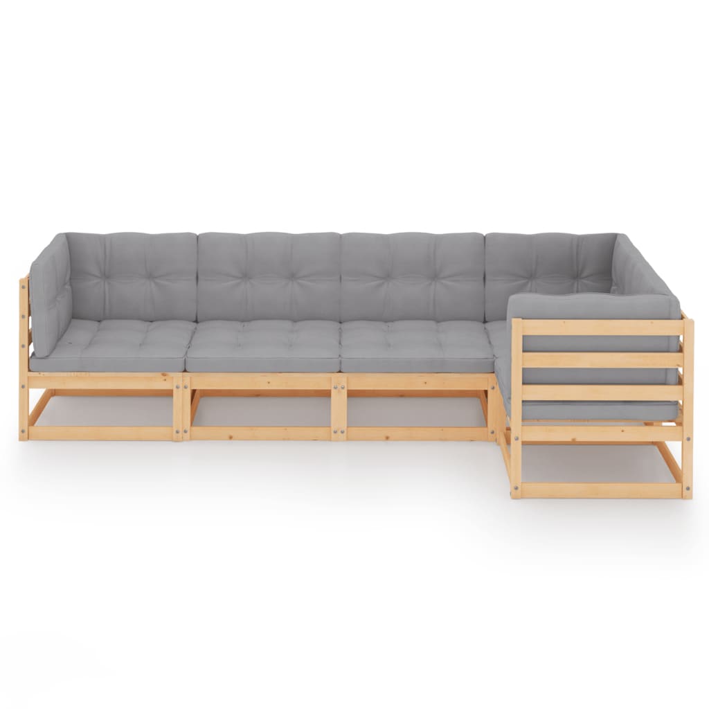 Set Divani da Giardino 5 pz con Cuscini Legno Massello di Pino | homemem39