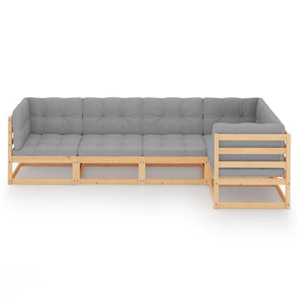 Set Divani da Giardino 5 pz con Cuscini Legno Massello di Pino | homemem39