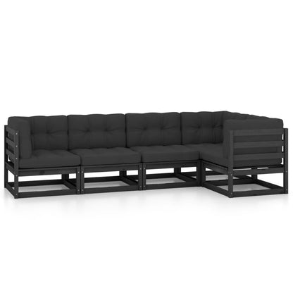 Set Divani da Giardino 5 pz con Cuscini Legno Massello di Pino