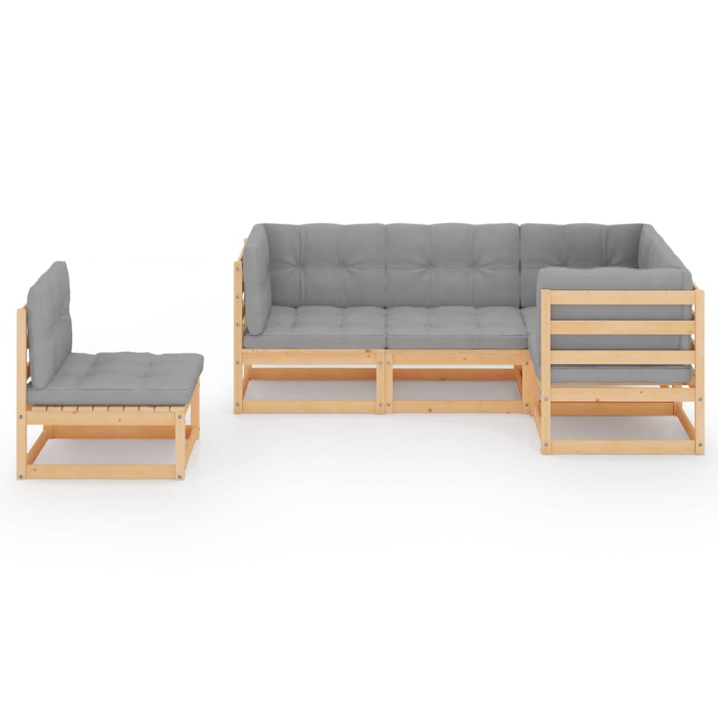 Set Divani da Giardino 5 pz con Cuscini Legno Massello di Pino | homemem39