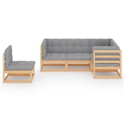 Set Divani da Giardino 5 pz con Cuscini Legno Massello di Pino | homemem39