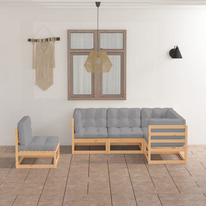 Set Divani da Giardino 5 pz con Cuscini Legno Massello di Pino | homemem39