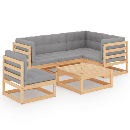 Set Divani da Giardino 6 pz con Cuscini Legno Massello di Pino | homemem39